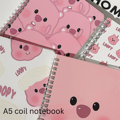 LOOPY A5 Spiral Notebook – Cute & Simple Cartoon Design, Thick Paper, High Aesthetic Ins-Style Notebook for Students