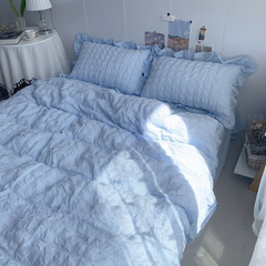 Korean Style Minimalist Lace Bedding Set – Ultra Soft 3/4 Piece Comforter Set for Dorm or Home