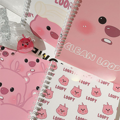 LOOPY A5 Spiral Notebook – Cute & Simple Cartoon Design, Thick Paper, High Aesthetic Ins-Style Notebook for Students
