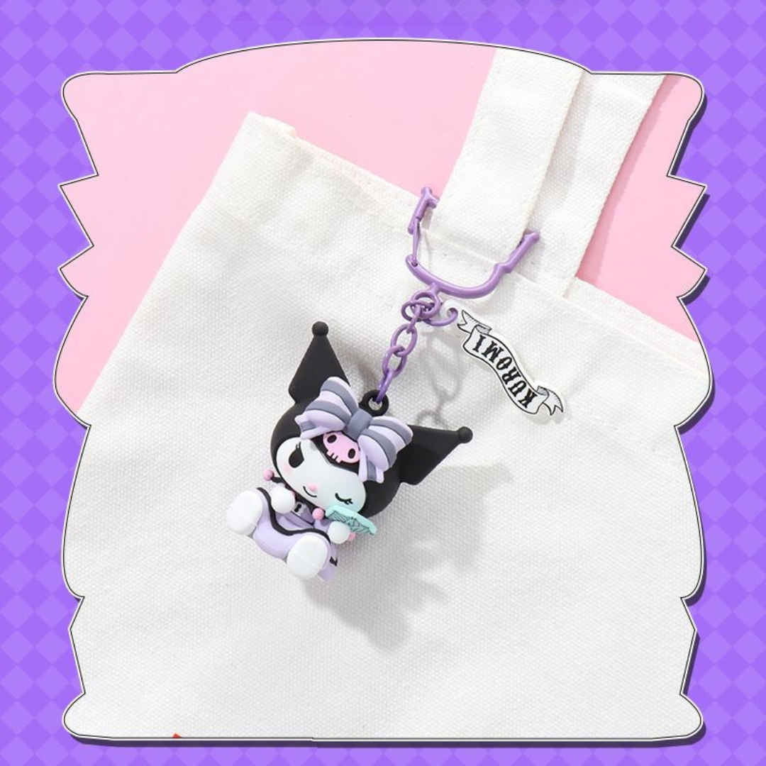 MINISO Sanrio Kuromi Fortune Keychain – Cute Plush Bag Charm for Couples