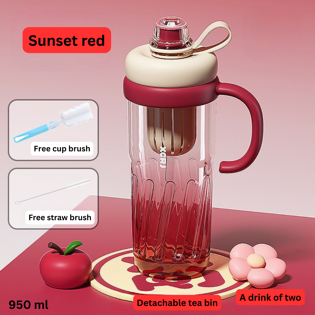 Large Capacity Straw Cup – High Temperature Resistant Plastic Tumbler with Lid and Straw – Aesthetic Teapot-Style Water Cup
