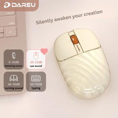 Dareu Wave Pattern Wireless Mouse – Silent, Rechargeable, Bluetooth & 2.4G, Universal for Desktop & Laptop