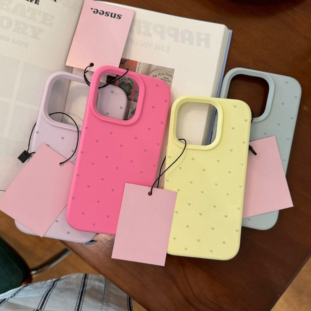 INS Heart Liquid Silicone and Hard Phone Case - Simple Couple Design for Apple Phones