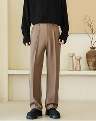 Men’s Loose Straight High-Waist Drape Suit Pants
