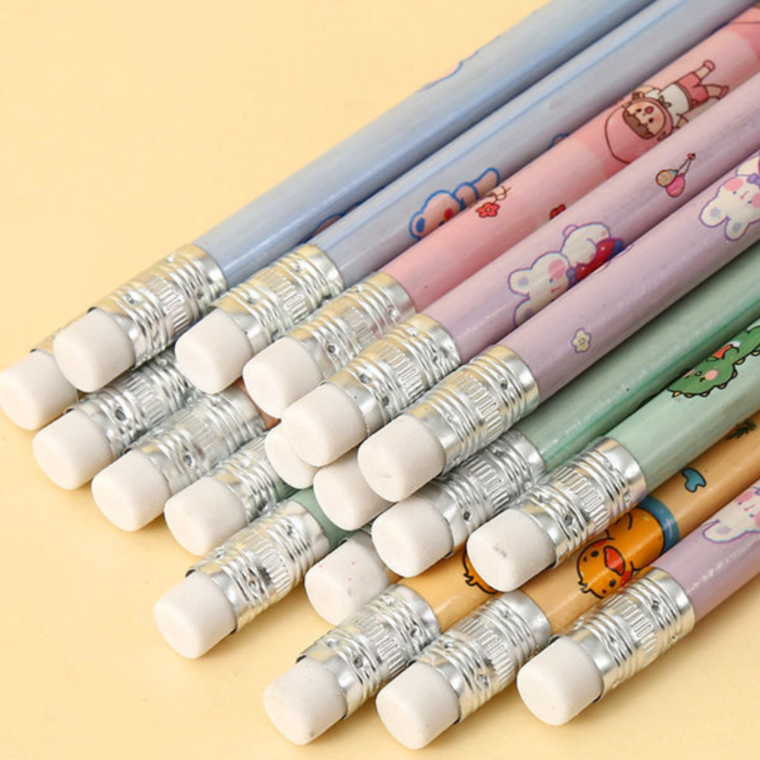 Cute Cartoon HB Pencils Box Set for Kids – Adorable Eraser Pencils for 1st & 2nd Graders, Perfect for School