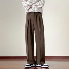 Men's Hong Kong Style Straight-Leg Suit Pants – Korean Trend Draped Casual Trousers