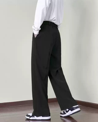 Men’s Hong Kong Style Straight-Leg Drape Suit Pants