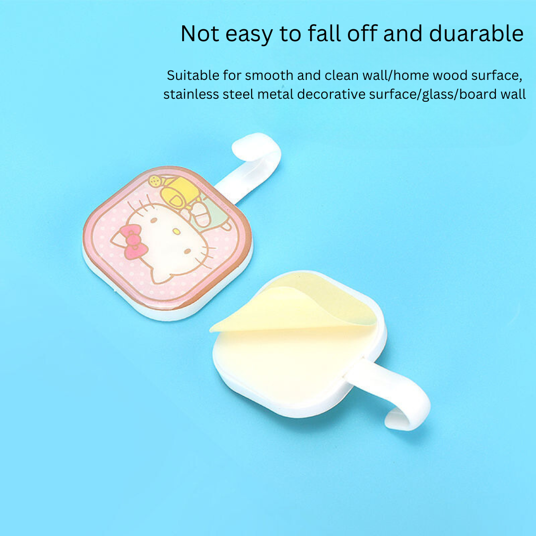 Sanrio Cartoon Square Adhesive Wall Hook – Creative No-Punch Hook for Home Use