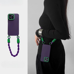 Midnight Purple Luxury iPhone Case with Wrist Strap