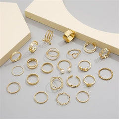 22PCS Butterfly Open Ring Set – Heart Joint Rings