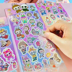 Cute Labubu Cartoon Holographic Stickers for Kids and Journaling