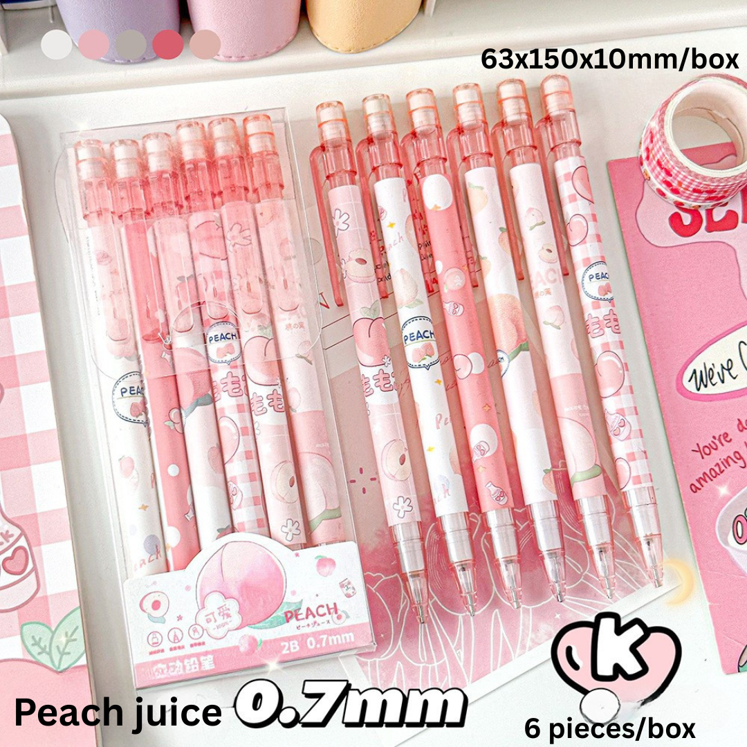 Automatic pencil box with peach dinosaur cartoon high-value movable pencils cute creative press pen