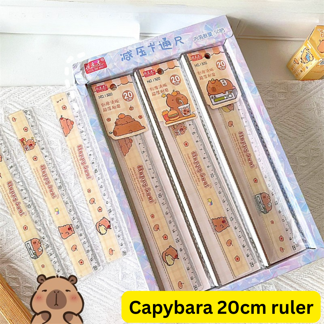 Capybara ruler 20cm cartoon thickened drawing ruler exam measuring supplies cute soft ruler