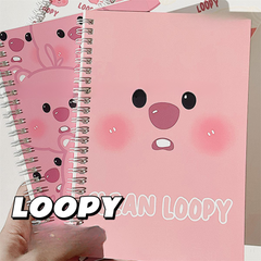 LOOPY A5 Spiral Notebook – Cute & Simple Cartoon Design, Thick Paper, High Aesthetic Ins-Style Notebook for Students