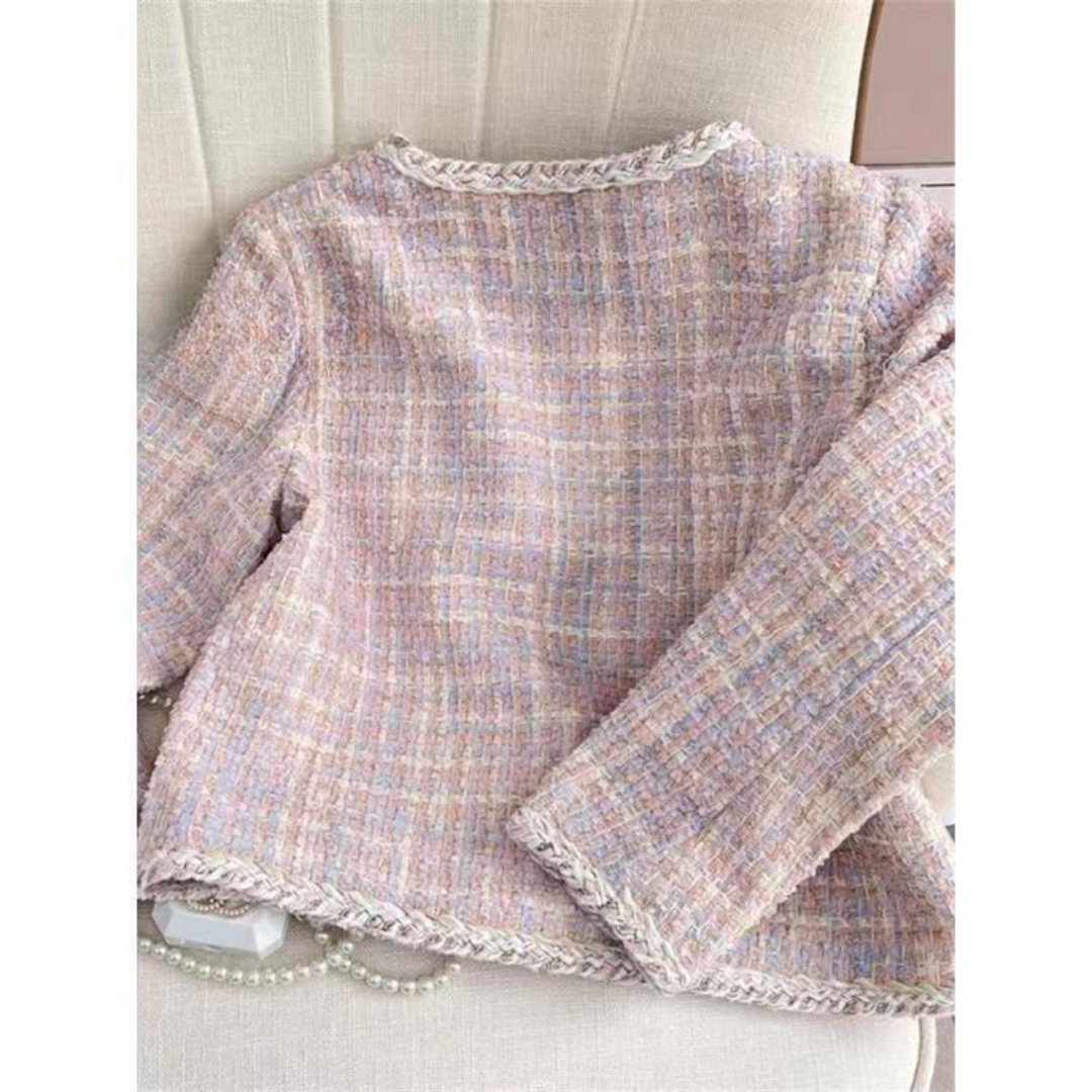 Socialite Style Chanel-Inspired Tweed Coat | Petite French-Korean Short Jacket, Thickened