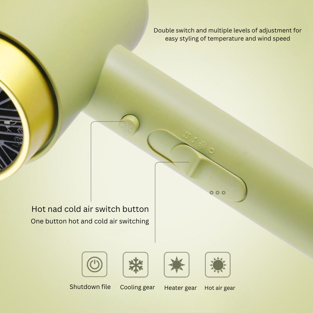 Authentic German 800W Hair Dryer - Fast Drying, Negative Ion Technology, Quiet & Hair Care for Dorm Use