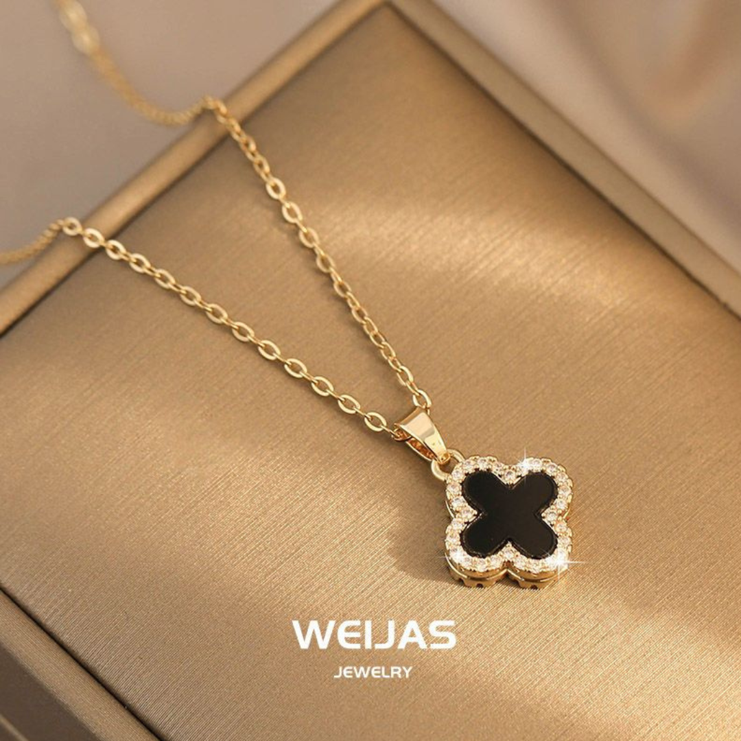 Elegant Four-Leaf Clover Titanium Steel Necklace – Light Luxury & Minimalist Design
