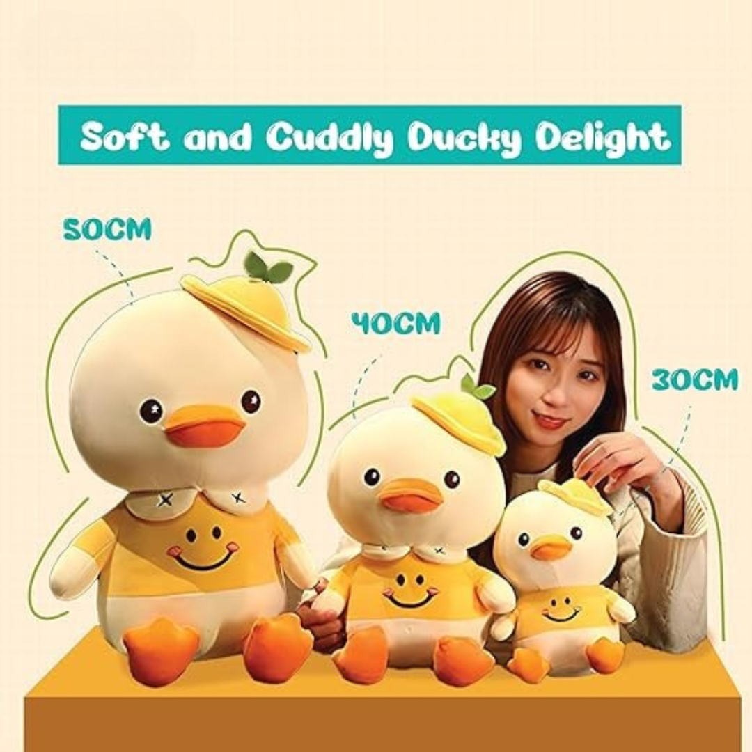 Cute Yellow Duck Plush Toy with Hat – Soft Stuffed Animal