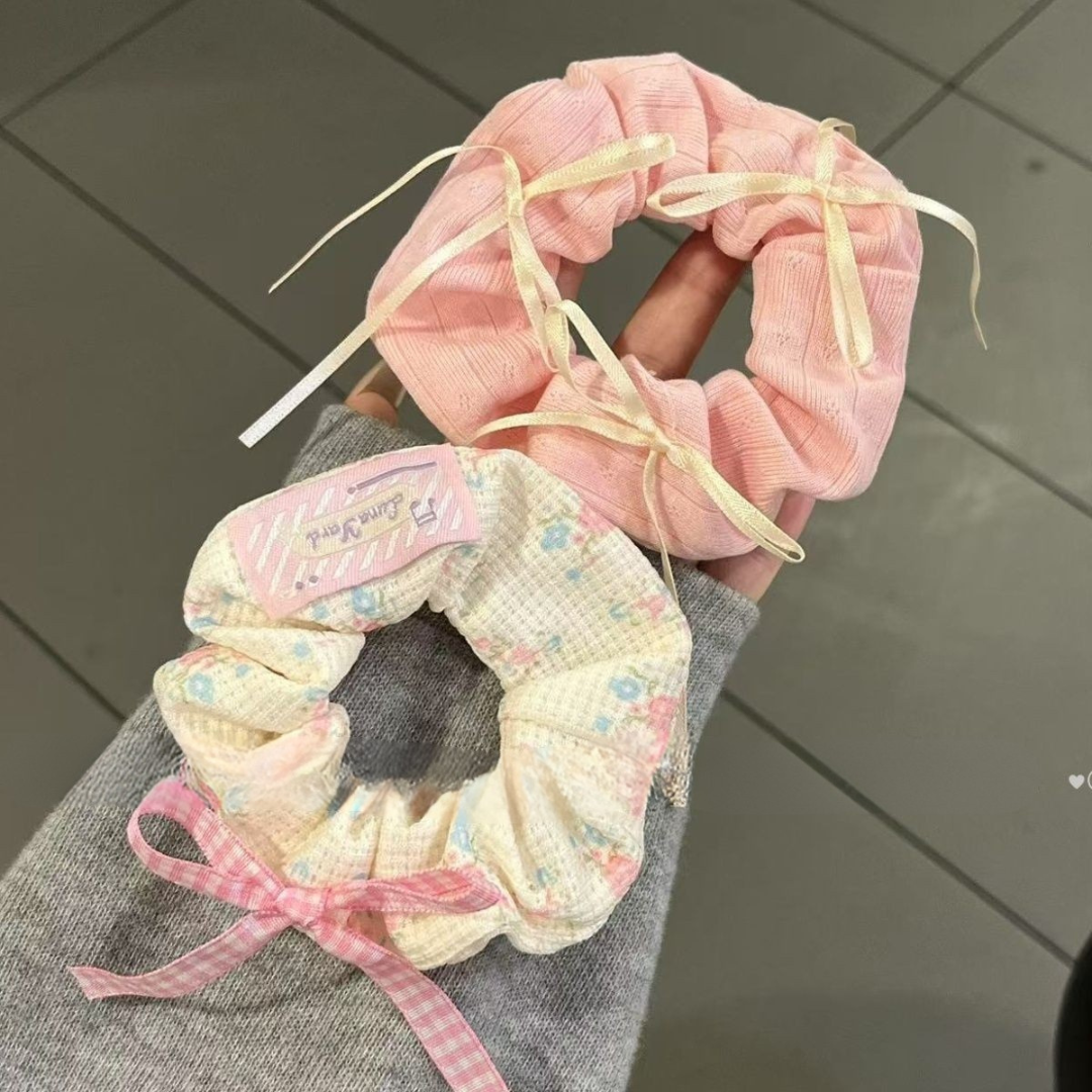 Ballet Princess Bow Lace Scrunchie – Korean Cute Cream Hair Tie