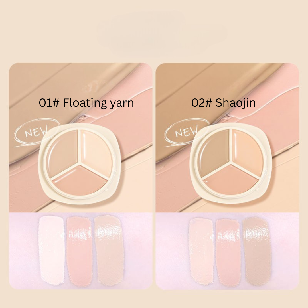 NOVO 3-Color Concealer Palette – High-Coverage Waterproof Corrector