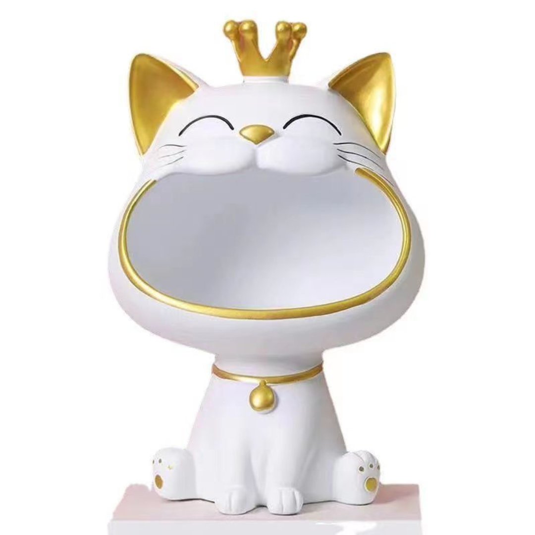 Light Luxury Crown Lucky Cat Key Storage Tray