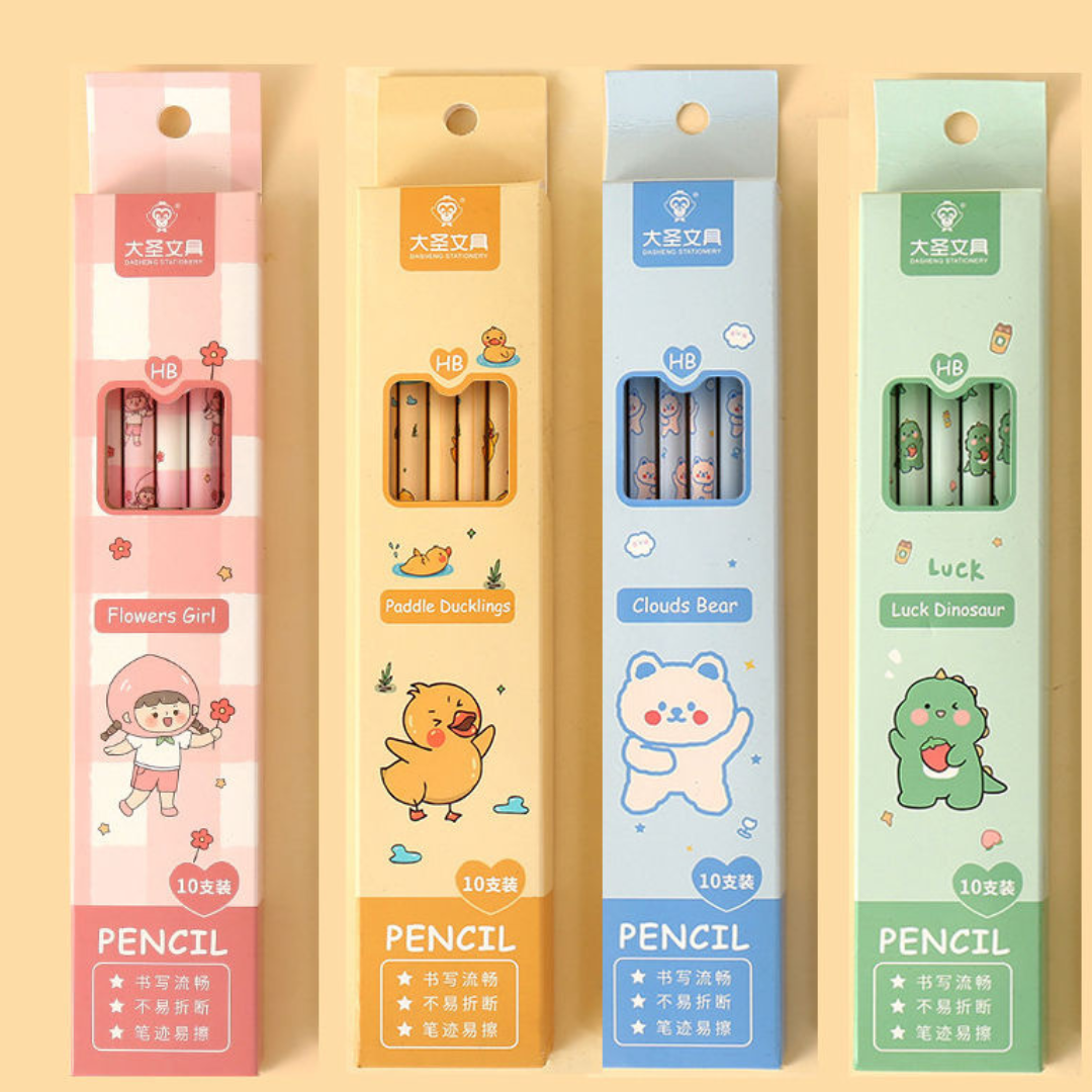 Cute Cartoon HB Pencils Box Set for Kids – Adorable Eraser Pencils for 1st & 2nd Graders, Perfect for School
