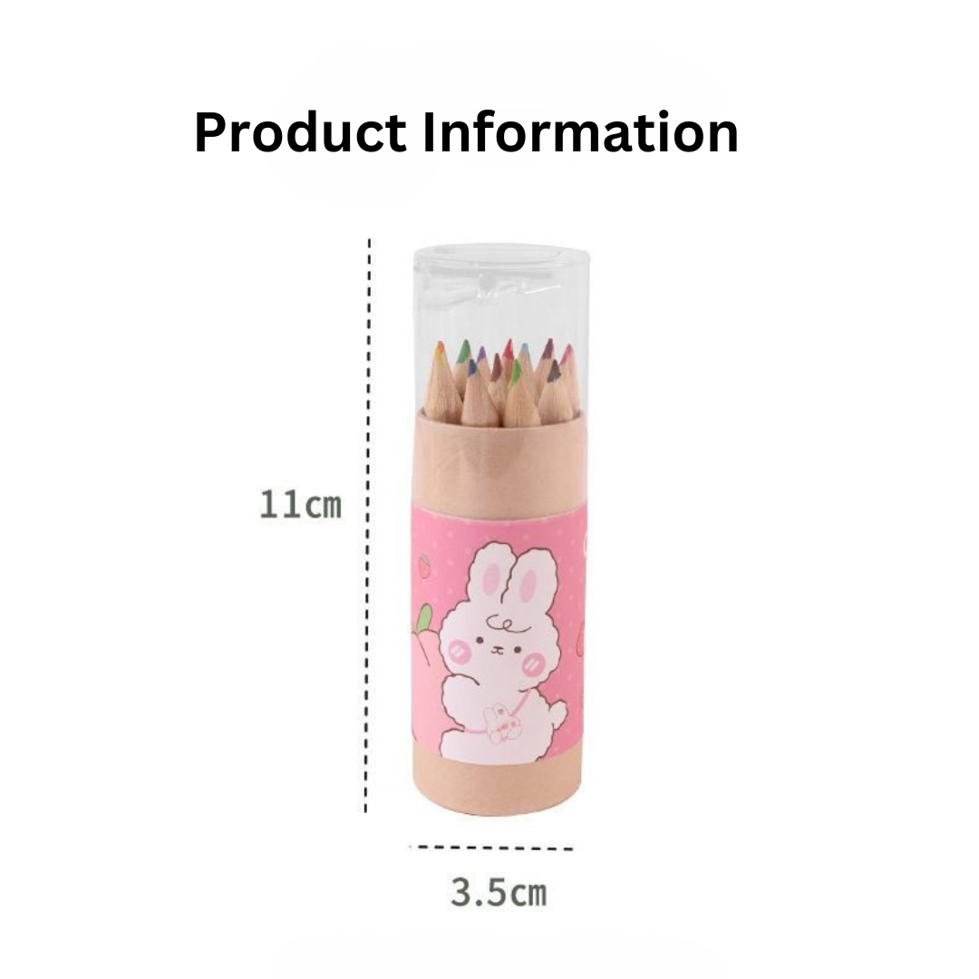 12-Color Bucket Colored Pencils for Kids - Short-Length Art Pencils for Drawing & Doodling, Ideal for School & Kindergarten