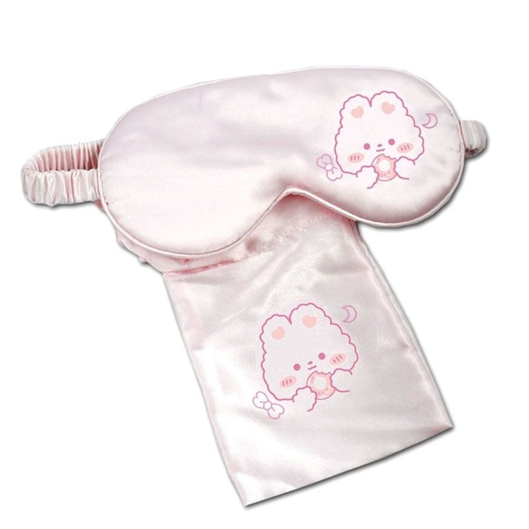 Cute Bear and Bunny Silk Sleep Mask – Breathable, Eye Fatigue Relief