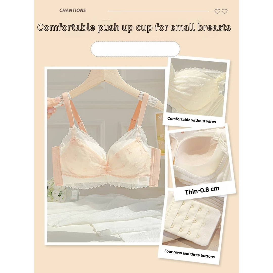 Adjustable Lace Bra for Small Breasts | Gathered, Side Support & Anti-Sagging | Lightweight Comfortable Underwear