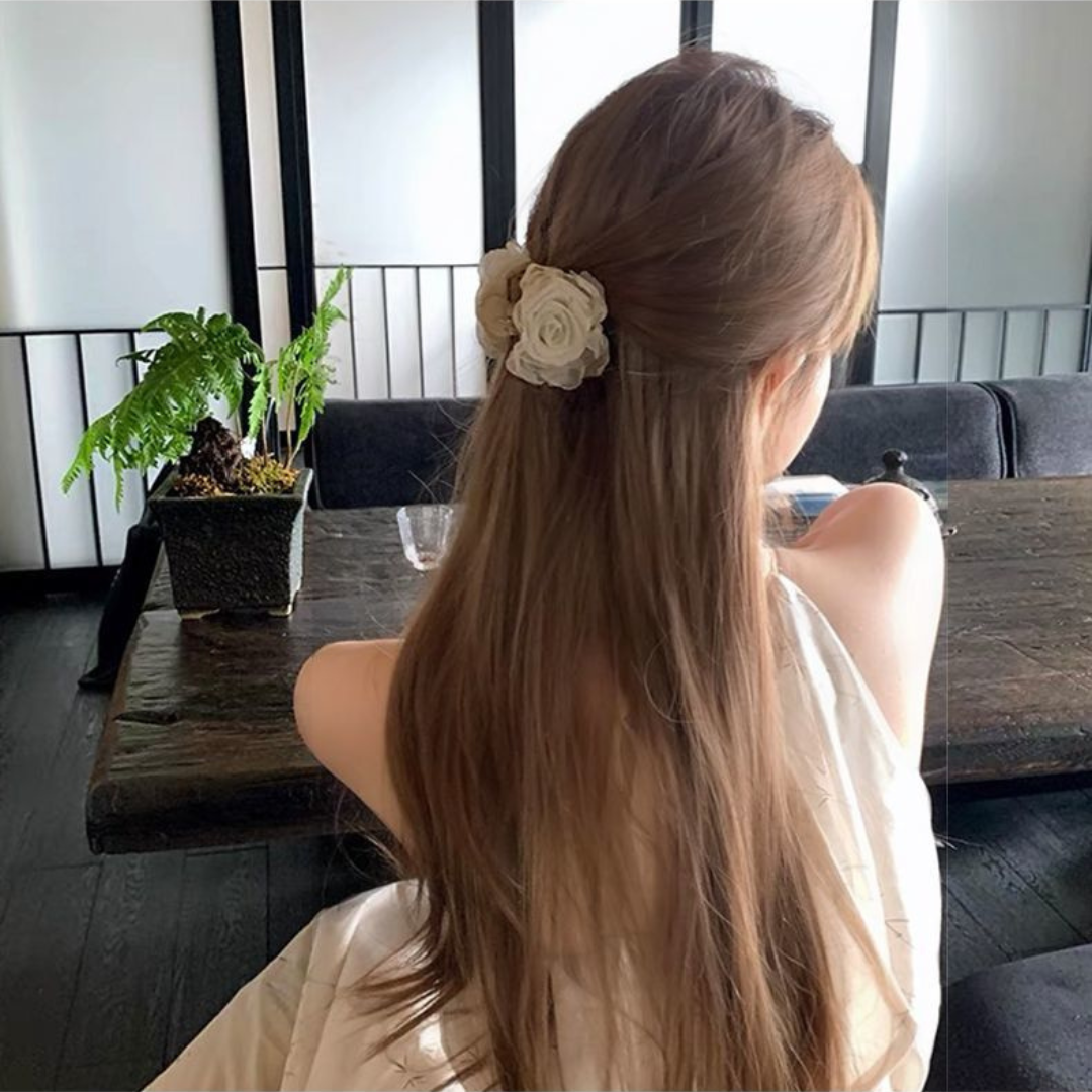Camellia Flower Claw Clip – Elegant Hair Clip for Half-Up Styles