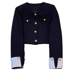 Navy Patchwork Elegant Blazer Jacket for Women