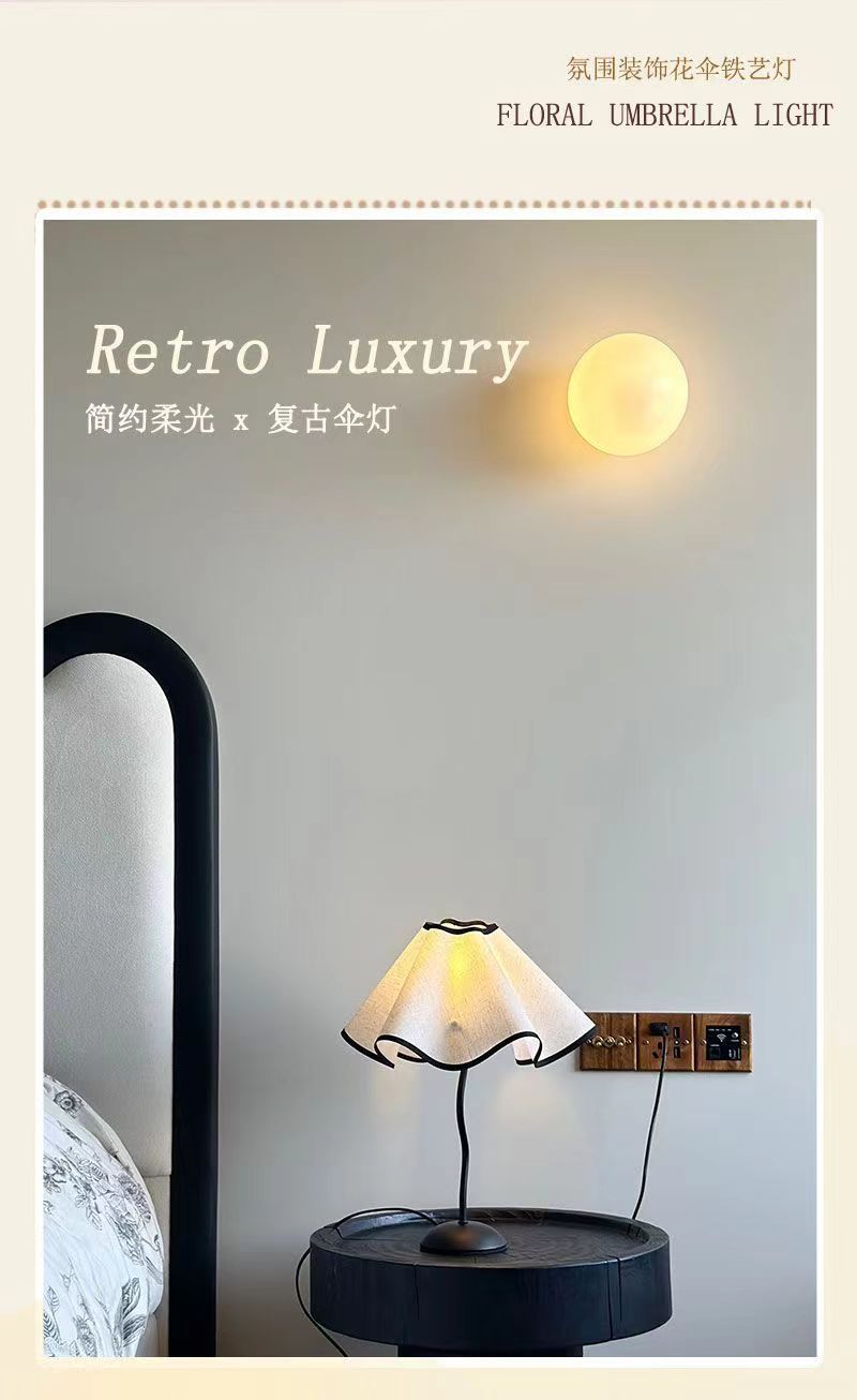 Petal Umbrella Table Lamp – Elegant Minimalist Aesthetic Night Light for Bedroom and Study