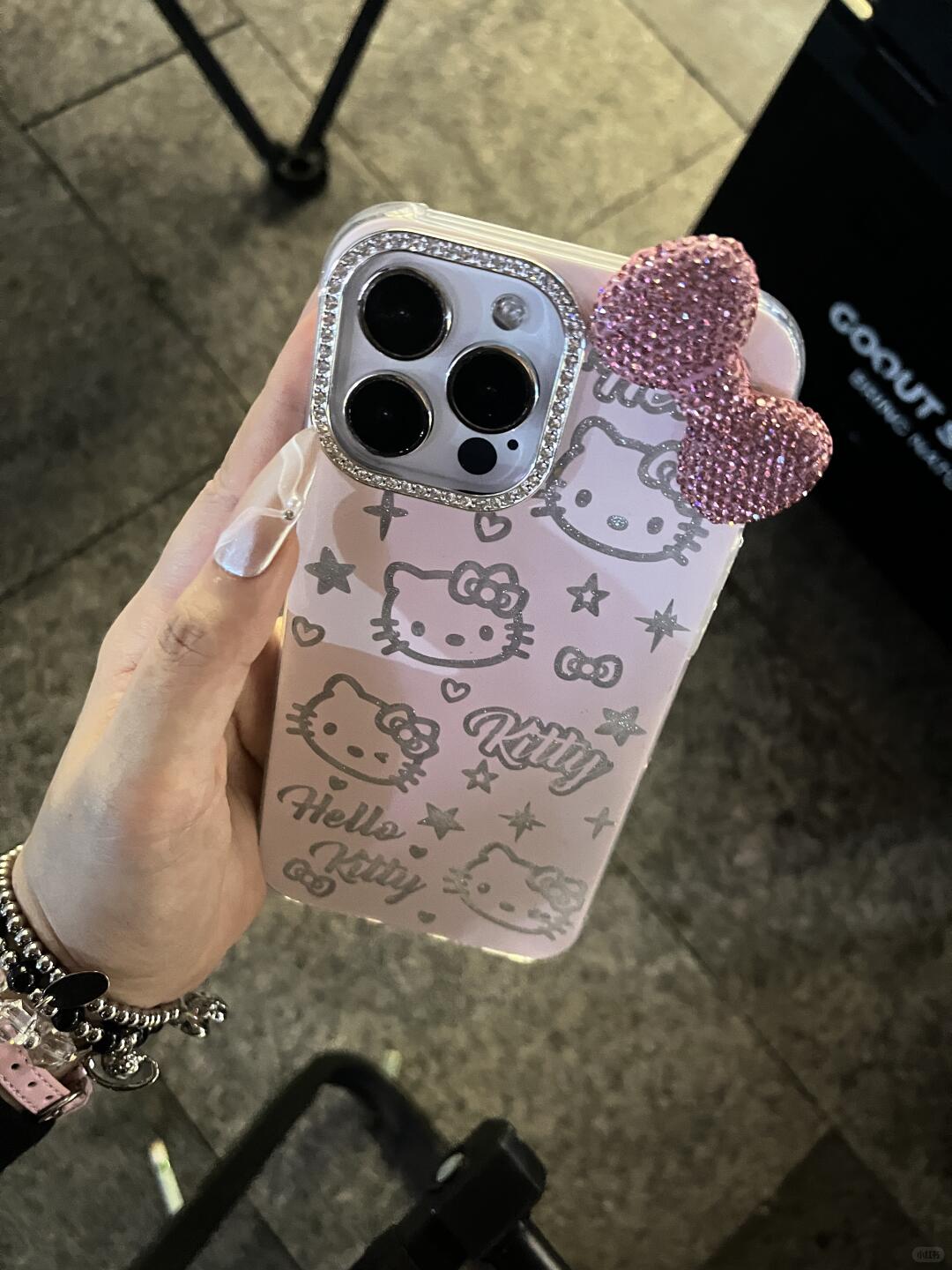 Hello Kitty Rhinestone Bowknot Full Coverage Phone Case for Apple Phones