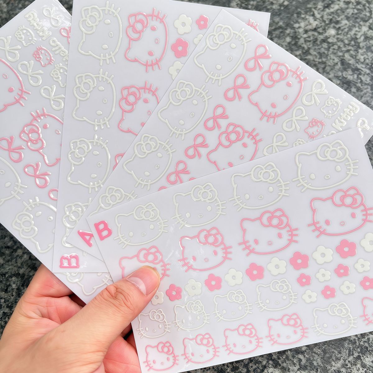 Hello Kitty Line Art Waterproof Crystal Transfer Stickers for Phone Case, Cup & Accessories