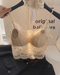 French Lace Padded Camisole Crop Top for Women