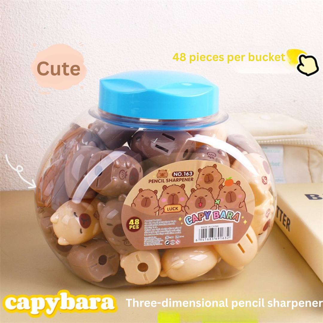 Bucket Capibara Mini Pencil Sharpener Cartoon Cute 3D Pencil Sharpener Student Use Plastic Pencil Sharpener Foreign Trade