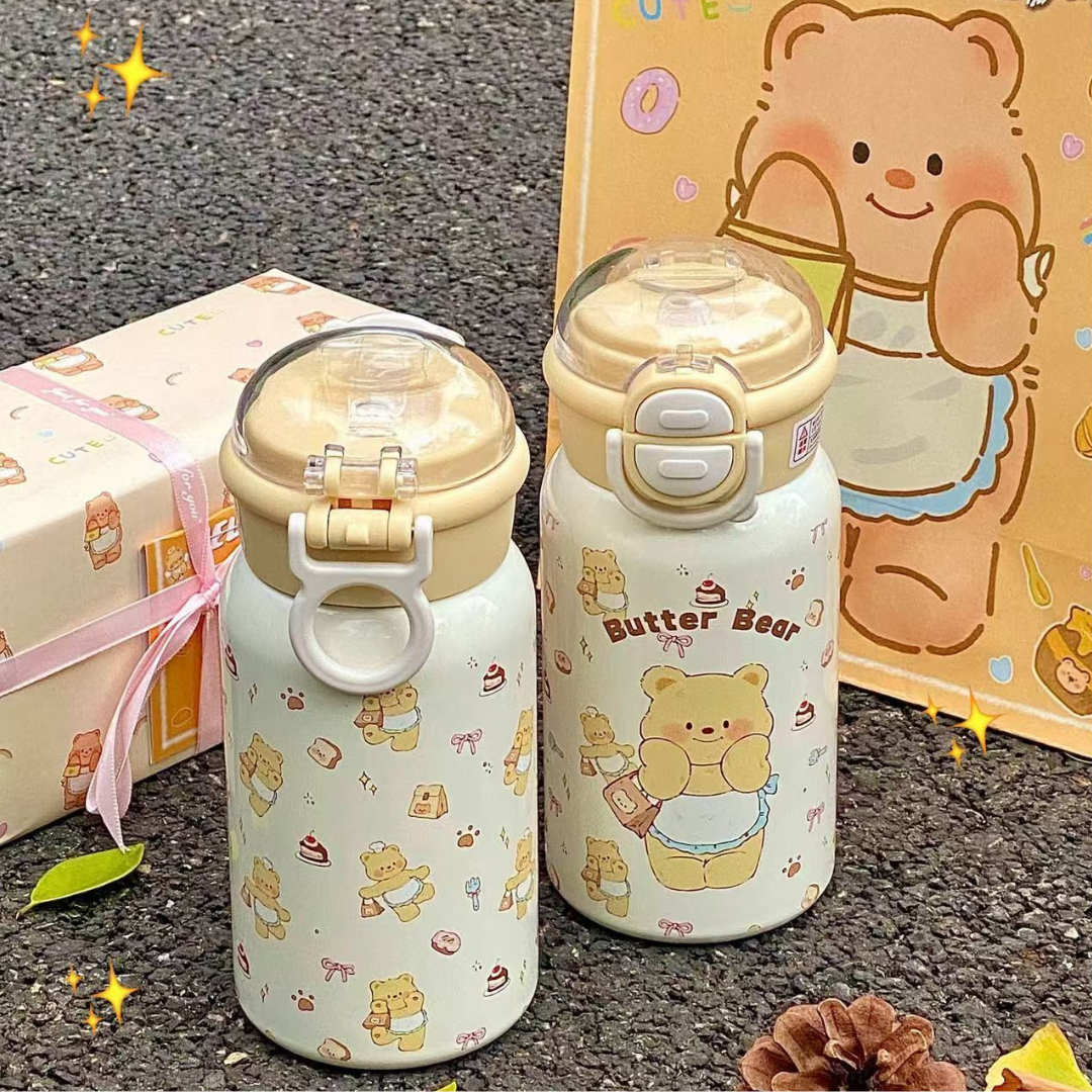 Cute Yellow Butter Bear 316 Stainless Steel Thermos Cup – Large Capacity, Stylish Birthday Gift for Friends