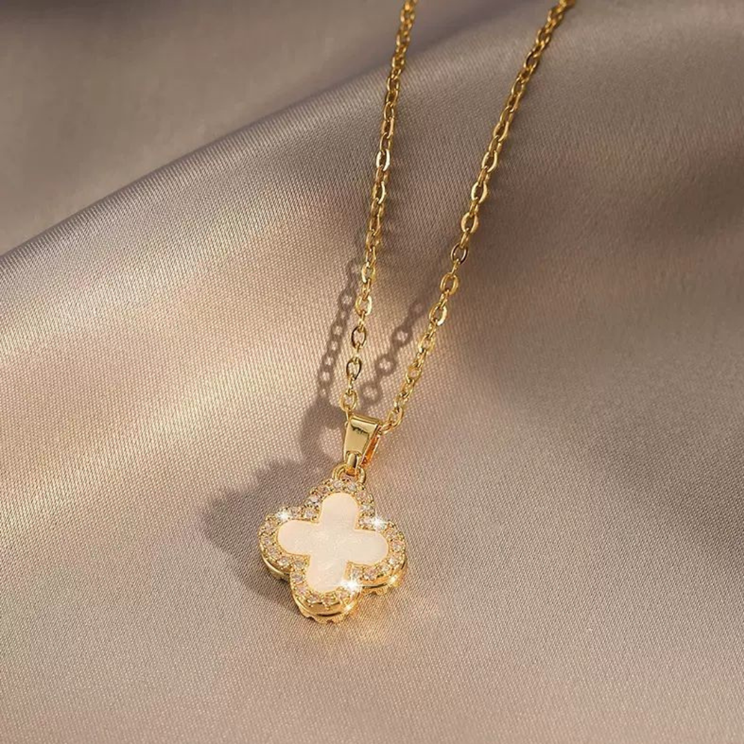 Elegant Four-Leaf Clover Titanium Steel Necklace – Light Luxury & Minimalist Design