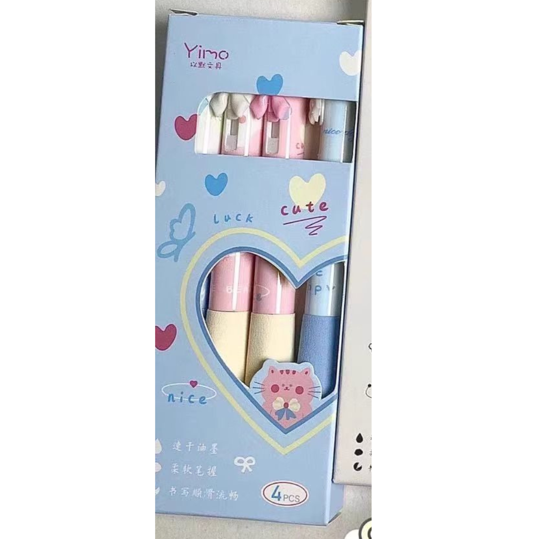 Kaba Bear Ink Dance Gel Pen - 0.5mm Black Pen with Butterfly Design