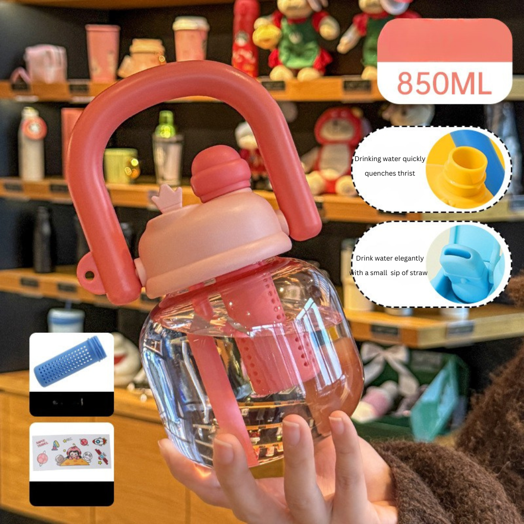 Internet celebrity big belly cup large capacity children's plastic water cup summer portable kettle student straw cup portable kettle customization