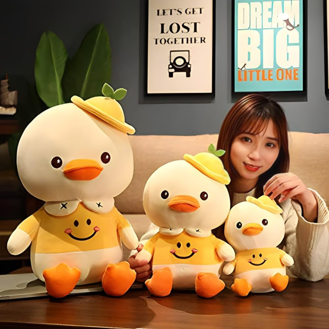 Cute Yellow Duck Plush Toy with Hat – Soft Stuffed Animal