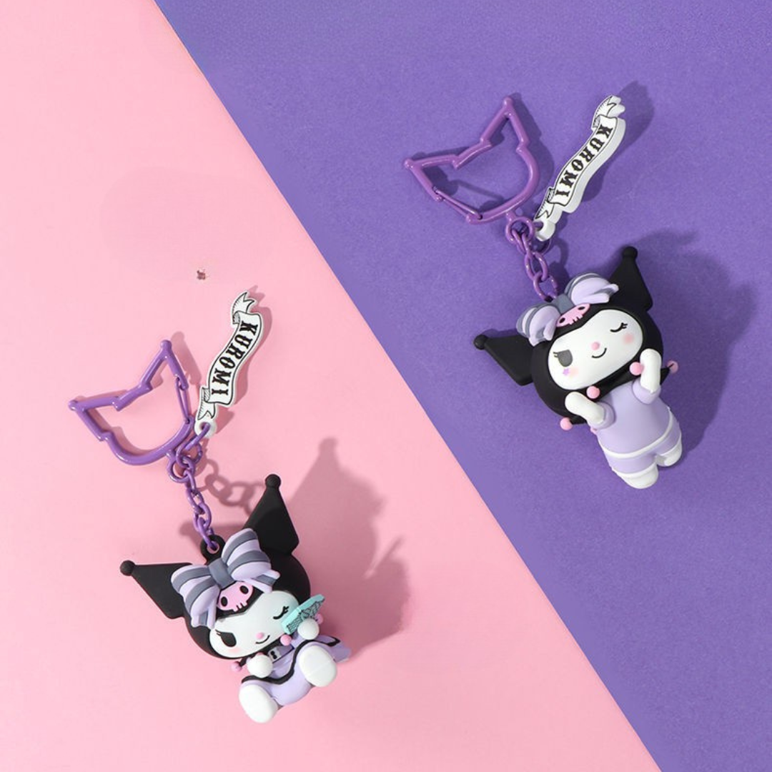 MINISO Sanrio Kuromi Fortune Keychain – Cute Plush Bag Charm for Couples