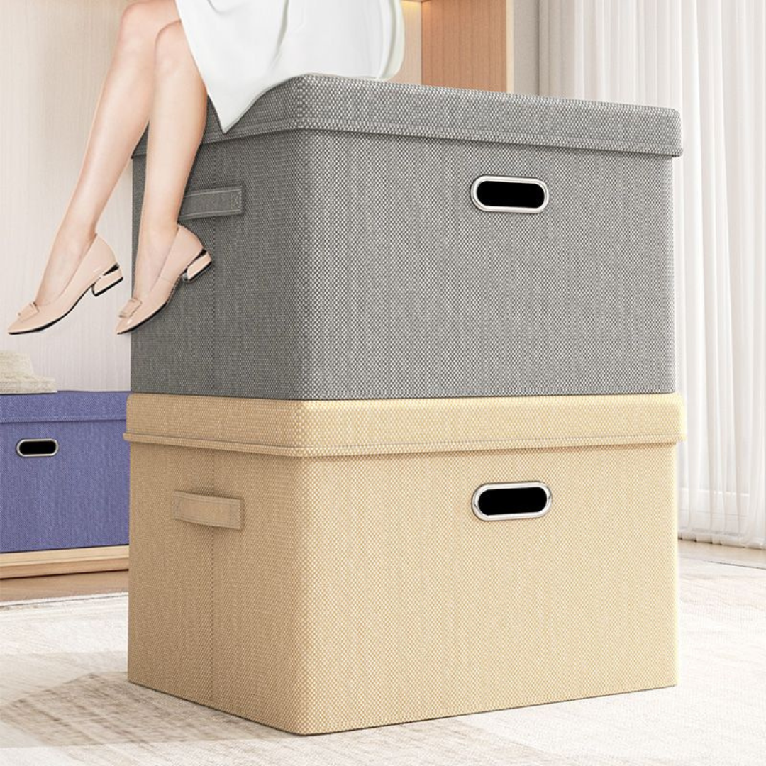 Foldable Fabric Storage Box - Large Organizer for Clothes & Quilts