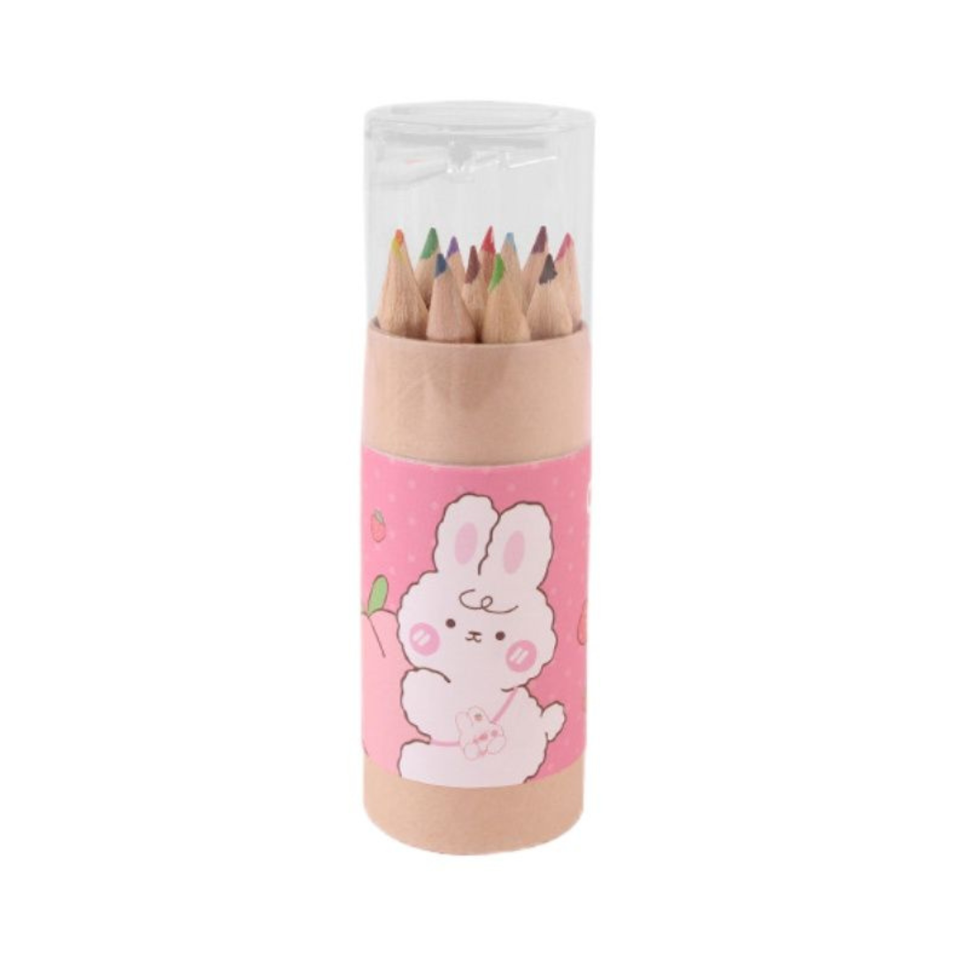 12-Color Bucket Colored Pencils for Kids - Short-Length Art Pencils for Drawing & Doodling, Ideal for School & Kindergarten