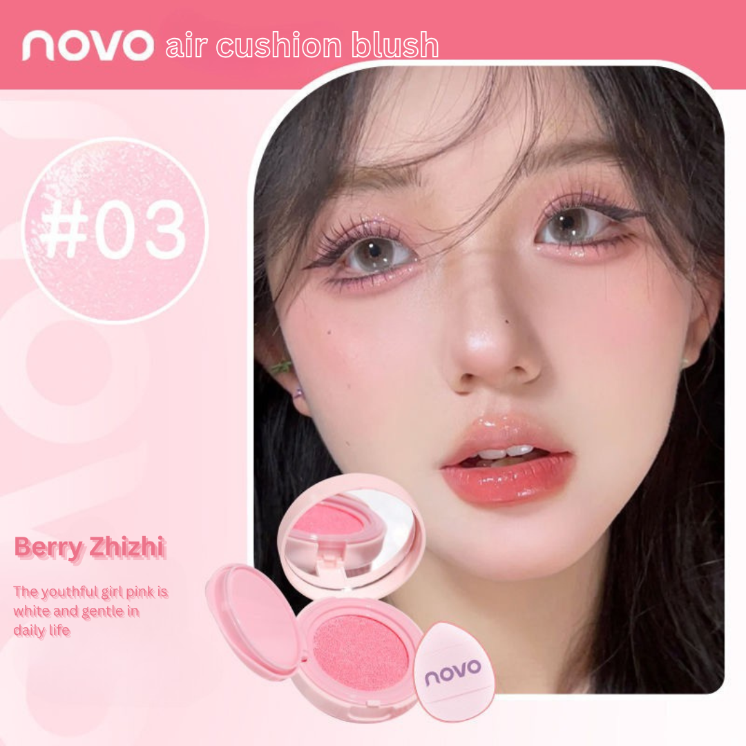 NOVO Tipsy Air Cushion Blush – Matte Finish, Natural Expanding Color, Long-Lasting, Non-Smudge