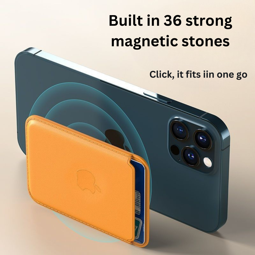 MagSafe Leather Card Wallet – Secure & Stylish Card Holder