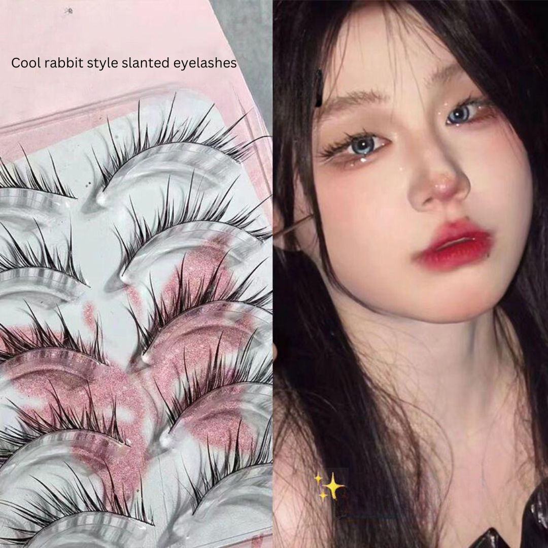 Dream Deer Self-Adhesive Fox Eye Fairy Lashes - Slanted Rabbit & Devil One-Piece Design