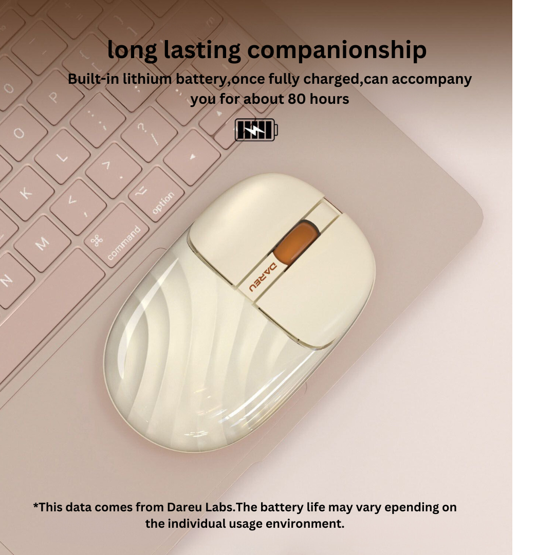 Dareu Wave Pattern Wireless Mouse – Silent, Rechargeable, Bluetooth & 2.4G, Universal for Desktop & Laptop