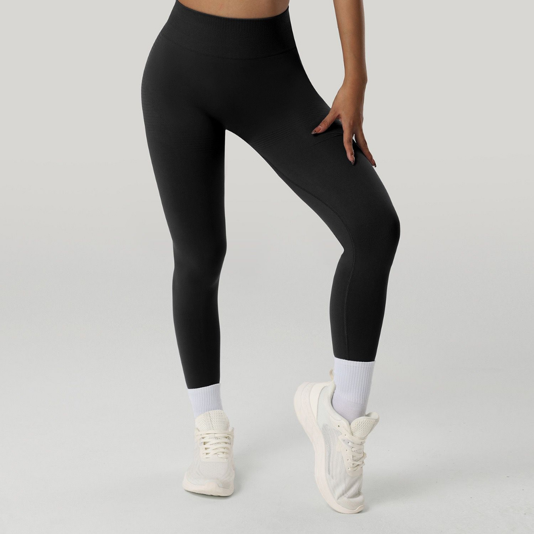 High-Waist Tummy Control Yoga Pants for Women - Ribbed Elastic Fitness Leggings, Butt Lift & High Stretch Running Sports Pants