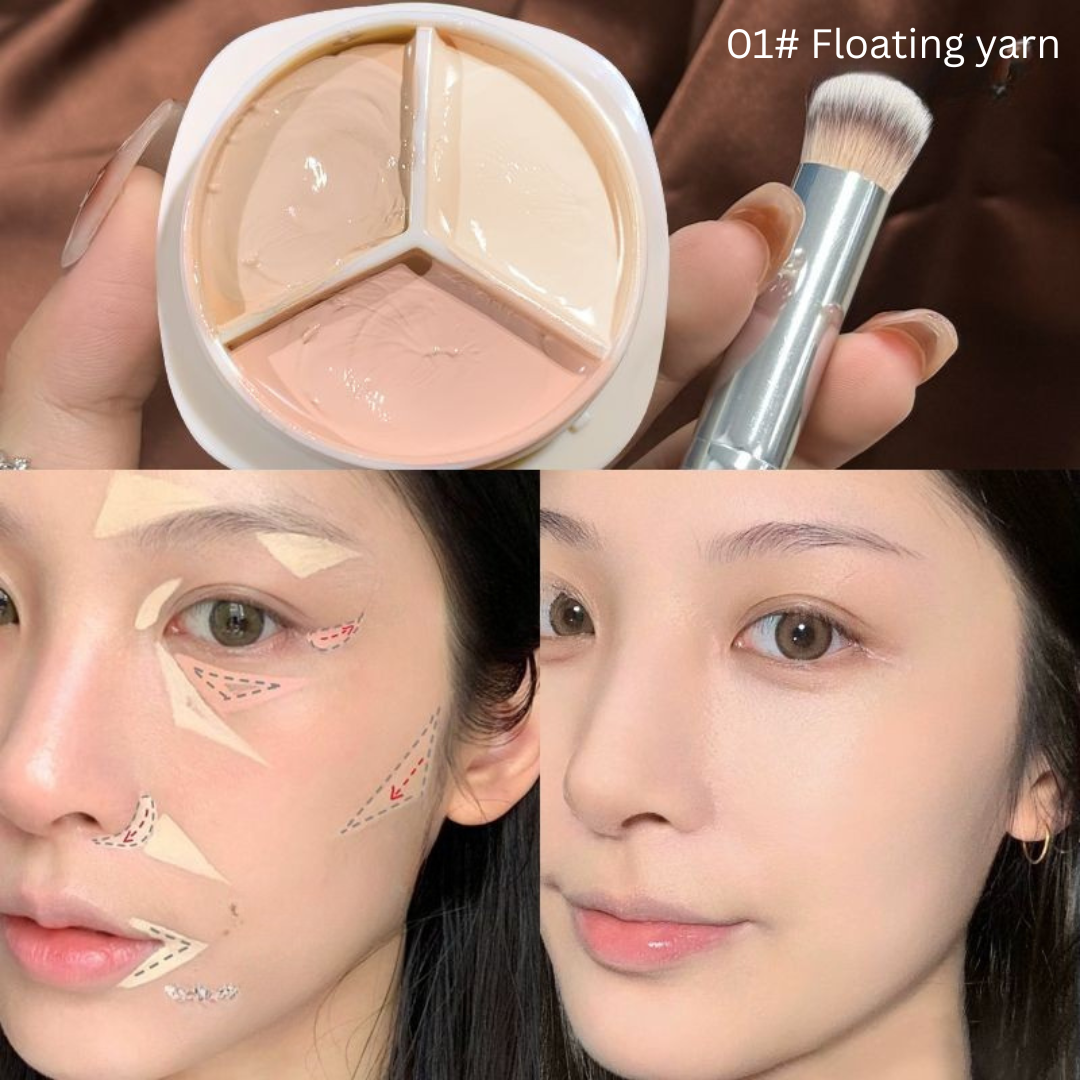 NOVO 3-Color Concealer Palette – High-Coverage Waterproof Corrector